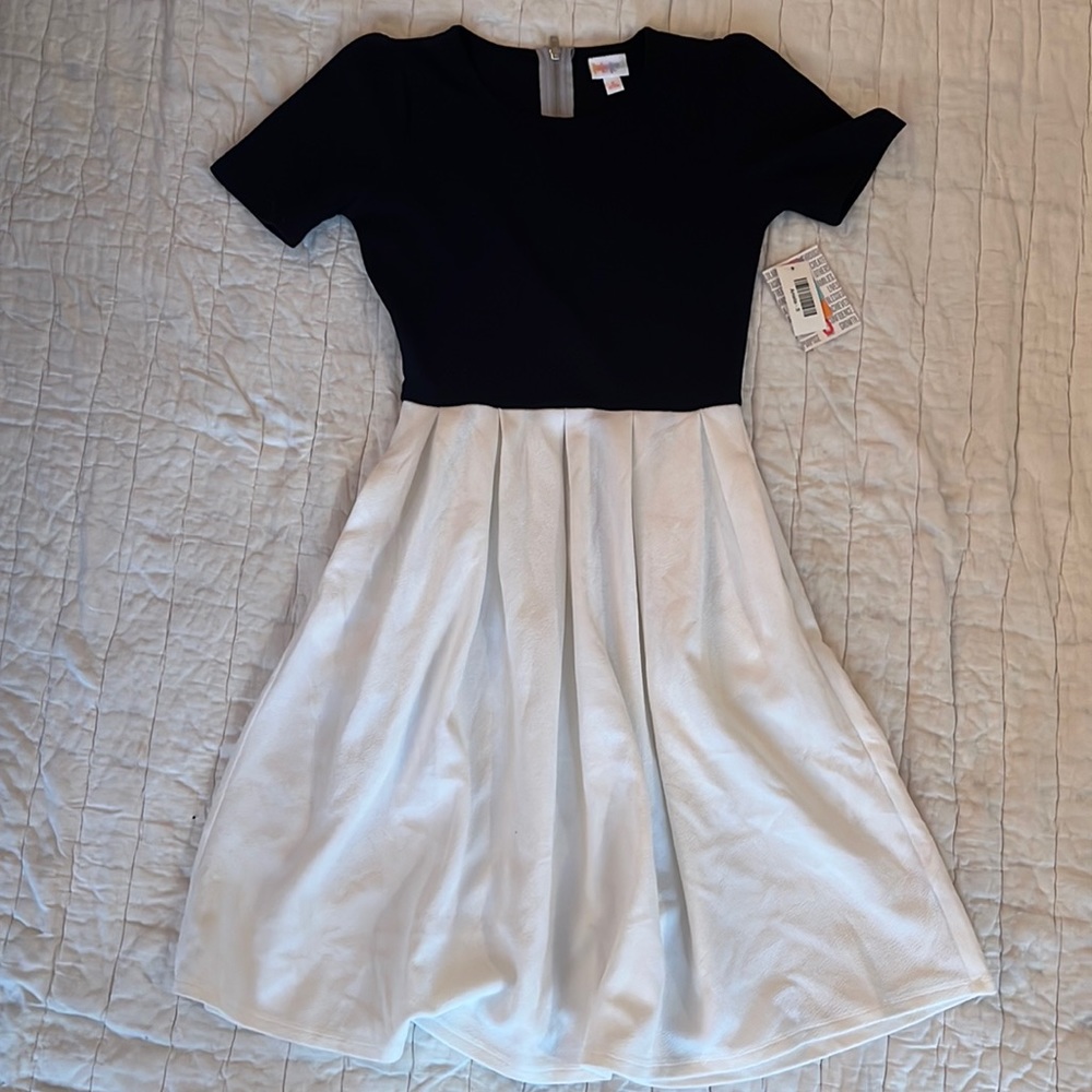 LuLaRoe Amelia dress black with white skirt